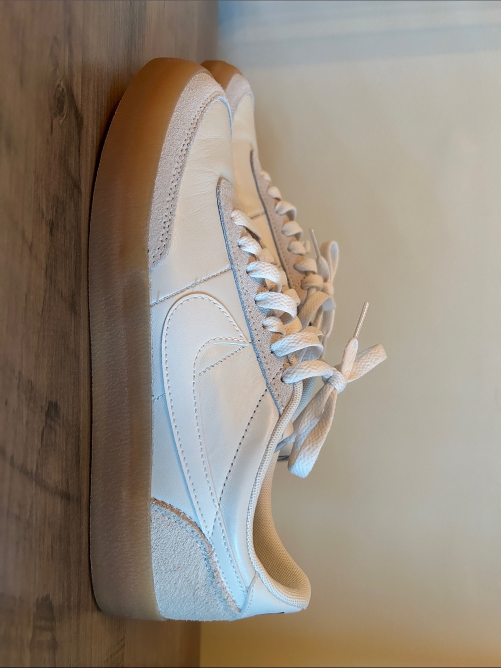Nike White Leather Sneakers with Gum Sole